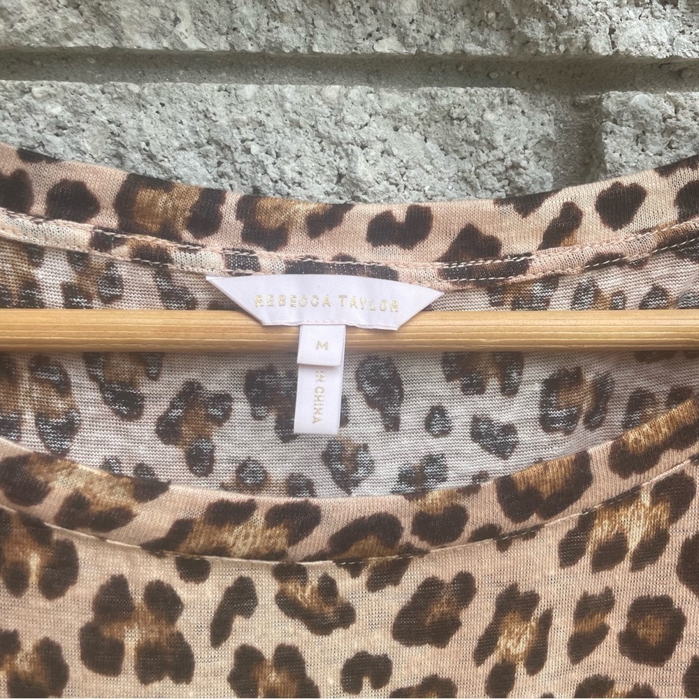Rebecca Taylor Leopard Print Linen Midi Dress Size Medium - Picture 7 of 8